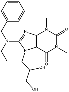 1H-Purine-2,6-dione, 3,7-dihydro-7-(2,3-dihydroxypropyl)-1,3-dimethyl- 8-(ethyl(phenylmethyl)amino)- 结构式