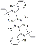 2,5-Bis[2-(1,1-dimethyl-2-propenyl)-1H-indol-3-yl]-3,6-dimethoxy-2,5-cyclohexadiene-1,4-dione 结构式