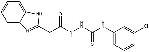1H-Benzimidazole-2-acetic acid, 2-(((3-chlorophenyl)amino)thioxomethyl )hydrazide 结构式