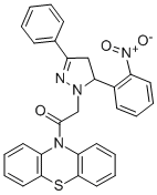 10-((4,5-Dihydro-5-(2-nitrophenyl)-3-phenyl-1H-pyrazol-1-yl)acetyl)-10 H-phenothiazine 结构式