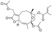 (E)-2-Methyl-2-butenoic acid [(6R,7R,9S,10E,11aR)-9-acetoxy-3-acetoxymethyl-2,4,5,6,7,8,9,11a-octahydro-6,10-dimethyl-2-oxo-6,9-epoxycyclodeca[b]furan-7-yl] ester 结构式