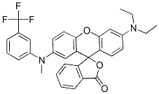 6'-(diethylamino)-2'-[methyl[3-(trifluoromethyl)phenyl]amino]spiro[isobenzofuran-1(3H),9'-[9H]xanthene]-3-one 结构式