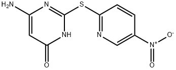 6-AMINO-2-(5-NITRO-PYRIDIN-2-YLSULFANYL)-3H-PYRIMIDIN-4-ONE 结构式