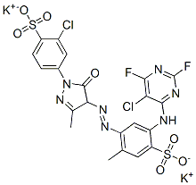 2-[(5-氯-2,6-二氟-4-嘧啶基)氨基]-4-[[1-(3-氯-4-磺苯基)-4,5-二氢-3-甲基-5-氧代-1H-吡唑-4-基]偶氮]-5-甲基-苯磺酸二钾盐 结构式
