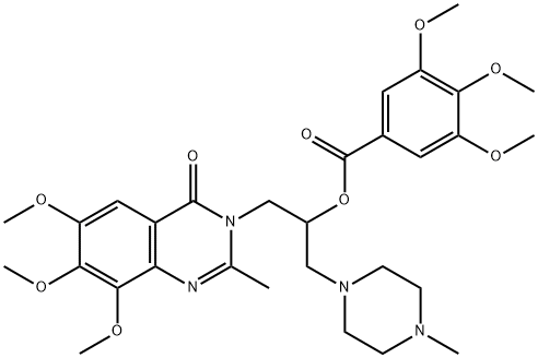 Benzoic  acid,  3,4,5-trimethoxy-,  1-[(4-methyl-1-piperazinyl)methyl]-2-(6,7,8-trimethoxy-2-methyl-4-oxo-3(4H)-quinazolinyl)ethyl  ester 结构式