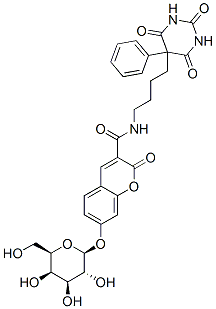 7-(beta-D-galactopyranosyloxy)-N-[4-(hexahydro-2,4,6-trioxo-5-phenylpyrimidin-5-yl)butyl]-2-oxo-2H-1-benzopyran-3-carboxamide 结构式