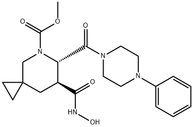 (6S,7S)-7-[(羟基氨基)甲酰基]-6-[(4-苯基-1-哌嗪基)甲酰基]-5-氮杂螺[2.5]辛烷-5-甲酸甲酯 结构式