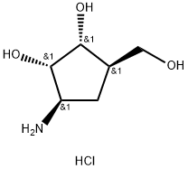 (1R,2S,3R,4R)-2,3-二羟基-4-(羟甲基)-1-氨基环戊烷盐酸盐 结构式