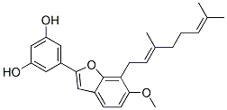 1,3-Benzenediol, 5-(7-((2E)-3,7-dimethyl-2,6-octadienyl)-6-methoxy-2-b enzofuranyl)- 结构式