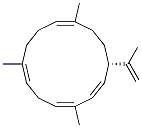 (S,1E,3Z,6E,10E)-3,7,11-Trimethyl-14-(1-methylethenyl)cyclotetradeca-1,3,6,10-tetrene 结构式