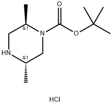 反式-N-叔丁氧羰基-2,5-二甲基哌嗪盐酸盐 结构式