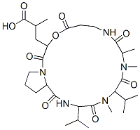 2-methyl-3-(10,11,14-trimethyl-2,5,9,12,15,18-hexaoxo-13,16-dipropan-2 -yl-4-oxa-1,8,11,14,17-pentazabicyclo[17.3.0]docos-3-yl)propanoic acid 结构式