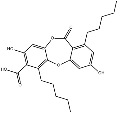 3,8-Dihydroxy-11-oxo-1,6-dipentyl-11H-dibenzo[b,e][1,4]dioxepin-7-carboxylic acid 结构式