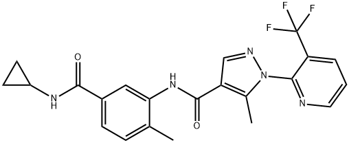 1H-Pyrazole-4-carboxaMide, N-[5-[(cyclopropylaMino)carbonyl]-2-Methylphenyl]-5-Methyl-1-[3-(trifluoroMethyl)-2-pyridinyl]- 结构式