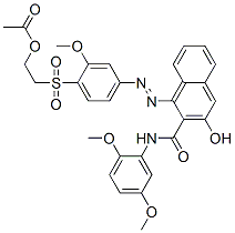 2-[[[4-[2-[N-(2,5-dimethoxyphenyl)carbamoyl]-3-hydroxynaphthyl]azo]-2-methoxyphenyl]sulphonyl]ethyl acetate 结构式