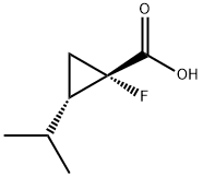 Cyclopropanecarboxylic acid, 1-fluoro-2-(1-methylethyl)-, trans- (9CI) 结构式