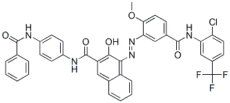 N-[4-(benzoylamino)phenyl]-4-[[5-[[[2-chloro-5-(trifluoromethyl)phenyl]amino]carbonyl]-2-methoxyphenyl]azo]-3-hydroxynaphthalene-2-carboxamide 结构式