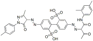 4-[[4,5-dihydro-3-methyl-1-(4-methylphenyl)-5-oxo-1H-pyrazol-4-yl]azo]-4'-[[1-[[(2,4-dimethylphenyl)amino]carbonyl]-2-oxopropyl]azo][1,1'-biphenyl]-2,2'-disulphonic acid 结构式