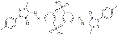 4,4'-bis[[4,5-dihydro-3-methyl-1-(4-methylphenyl)-5-oxo-1H-pyrazol-4-yl]azo][1,1'-biphenyl]-2,2'-disulphonic acid 结构式