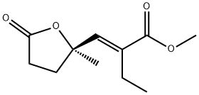 Butanoic acid, 2-[[(2R)-tetrahydro-2-methyl-5-oxo-2-furanyl]methylene]-, methyl ester, (2E)- (9CI) 结构式