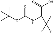 1-(叔丁氧羰基氨基)-2,2-二氟环丙基甲酸 结构式