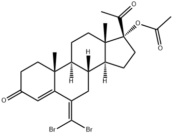 17Α-乙酰氧基-6-二溴亚甲基孕甾-4-烯-3,20-二酮 结构式