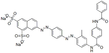 disodium 7-[[4-[[4-[[4-(benzoylamino)benzoyl]amino]-o-tolyl]azo]phenyl]azo]naphthalene-1,3-disulphonate 结构式