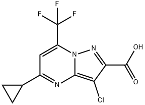 3-氯-5-环丙基-7-三氟甲基-吡唑[1,5-A]嘧啶-2-羧基 结构式