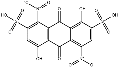 9,10-dihydro-1,5-dihydroxy-4,8-dinitro-9,10-dioxoanthracene-2,7-disulphonic acid 结构式