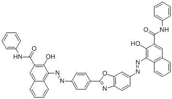3-hydroxy-4-[[4-[6-[[2-hydroxy-3-[(phenylamino)carbonyl]naphthyl]azo]benzoxazol-2-yl]phenyl]azo]-N-phenylnaphthalene-2-carboxamide 结构式