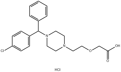 乙酸, 2-[2-[4-[(4-氯苯基)苯基甲基]-1-哌嗪基]乙氧基]-, 盐酸盐 (1:1) 结构式