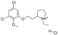(+)-2-[2-(3,5-dichloro-2-methoxyphenoxy)ethyl]-1-ethylpyrrolidinium hydrochloride 结构式