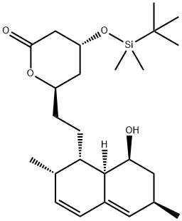 4-(叔丁基二甲基甲硅烷氧基)-6-[2-(8-羟基-2,6-二甲基-1,2,6,7,8,8A-六氢萘)-乙基]-四氢吡喃-2-酮 结构式