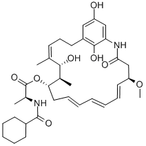 L-Alanine, N-(cyclohexylcarbonyl)-, 11-ester with 20,23-didehydro-20,2 3-dideoxo-20,23-dihydroxyansatrienol A 结构式