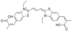 Benzothiazolium,  6-(2-carboxypropenyl)-2-[3-[6-(2-carboxypropenyl)-3-ethyl-2-benzothiazolinylidene]propenyl]-3-ethyl-  (8CI) 结构式