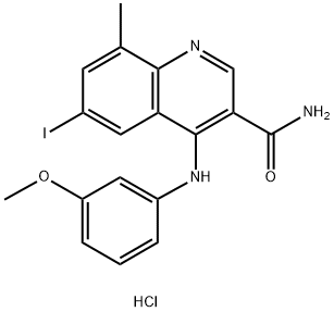 6-碘-4 - ((3-甲氧基苯基)氨基)-8-甲基喹啉-3-甲酰胺 结构式