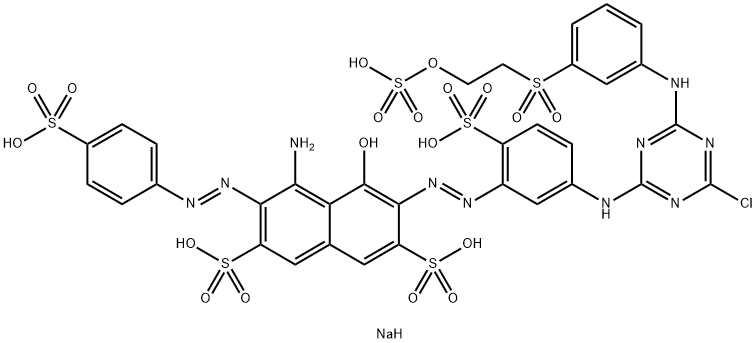2,7-Naphthalenedisulfonic acid, 4-amino-6-[[5-[[4-chloro-6-[[3-[[2-(sulfooxy)ethyl]sulfonyl]phenyl]amino]-1,3,5-triazin-2-yl]amino]-2-sulfophenyl]azo]-5-hydroxy-3-[(4-sulfophenyl)azo]-, pentasodium salt 结构式