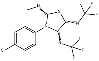 N,N'-[3-(4-chlorophenyl)-2-(methylimino)-4,5-thiazolidinediylidene]bis[trifluoromethylamine] 结构式
