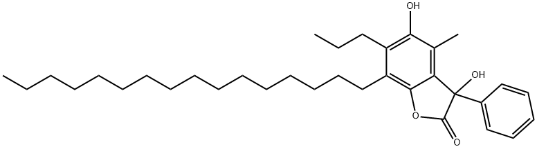 7-十六烷基-3,5-二羟基-4-甲基-3-苯基-6-丙基-3H-苯并呋喃-2-酮 结构式