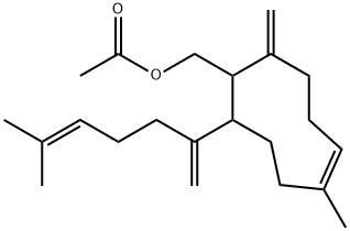 1-Methyl-7-(5-methyl-1-methylene-4-hexenyl)-5-methylene-1-cyclononene-6-methanol acetate 结构式