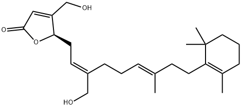 (-)-4-(Hydroxymethyl)-5-[(2E,6E)-3-(hydroxymethyl)-7-methyl-9-(2,6,6-trimethyl-1-cyclohexene-1-yl)-2,6-nonadienyl]-2(5H)-furanone 结构式