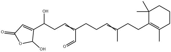 2-[3-[(2,5-Dihydro-2-hydroxy-5-oxofuran)-3-yl]-3-hydroxypropylidene]-6-methyl-8-(2,6,6-trimethyl-1-cyclohexen-1-yl)-5-octenal 结构式