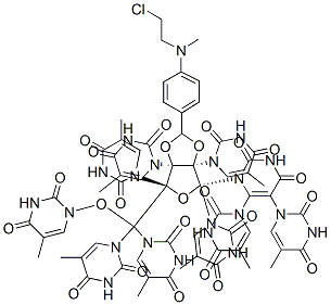 2',3'-O-(4-(N-(2-Chloroethyl)-N-(methylamino))benzylidene)nonathymidyluridine  结构式