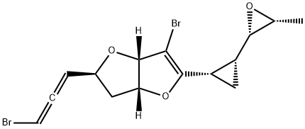 5-Bromo-3-(3-bromo-1,2-propadienyl)-8-[2-(3-methyloxiranyl)cyclopropyl]-2,7-dioxabicyclo[4.2.0]oct-5-ene 结构式