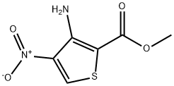 3 - 氨基 - 4 - 硝基噻吩 - 2 - 甲酸甲酯 结构式