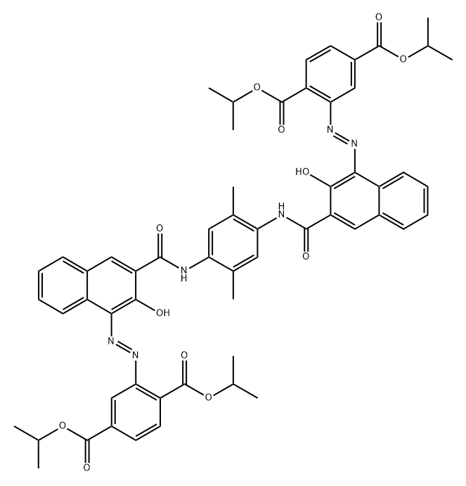 1,4-Benzenedicarboxylic acid, 2,2-(2,5-dimethyl-1,4-phenylene)bisiminocarbonyl(2-hydroxy-3,1-naphthalenediyl)azobis-, tetrakis(1-methylethyl) ester 结构式