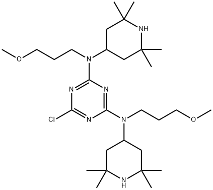 6-chloro-N,N'-bis(3-methoxypropyl)-N,N'-bis(2,2,6,6-tetramethyl-4-piperidyl)-1,3,5-triazine-2,4-diamine 结构式