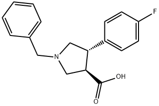 (3R,4S)-1-苄基-4-(4-氟苯基)吡咯烷-3-羧酸 结构式