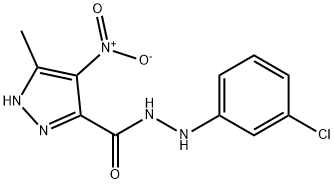 1H-Pyrazole-3-carboxylic acid, 5-methyl-4-nitro-, 2-(3-chlorophenyl)hy drazide 结构式