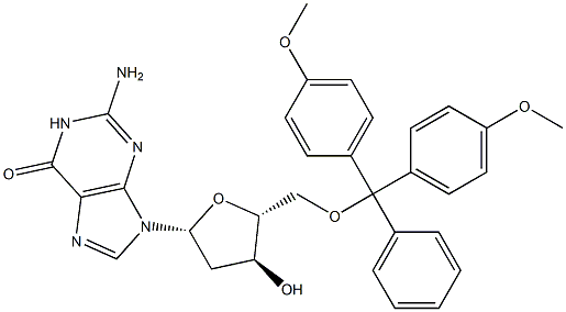 2-Amino-9-((2R,4S,5R)-5-((bis(4-methoxyphenyl)(phenyl)methoxy)methyl)-4-hydroxytetrahydrofuran-2-yl)-1,9-dihydro-6H-purin-6-one